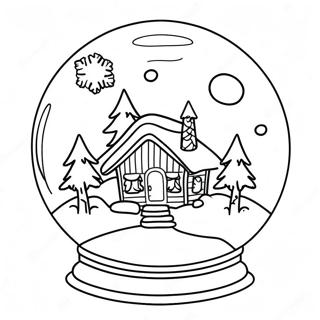 Snöglob med en Mysig Stuga Målarbild | Snöglob målarbild