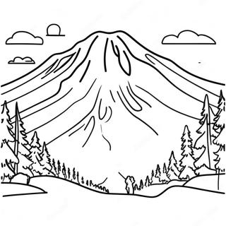 Storslagen Mount Rainier Färgläggningssida | Washington State målarbild