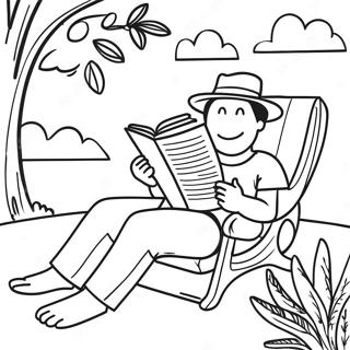 Sommar Litteratur Målarbok | Sommarläsning målarbild