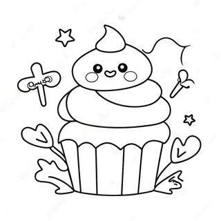 Söt Halloween Cupcake med Spöksdekoration Målarbild | Halloween Cupcake målarbild