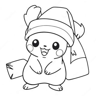 Pikachu med Tomteluva Målarbild | Pokemon Jul målarbild