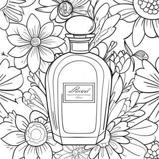 Elegant parfymflaska med blommor målarbild | Parfym målarbild