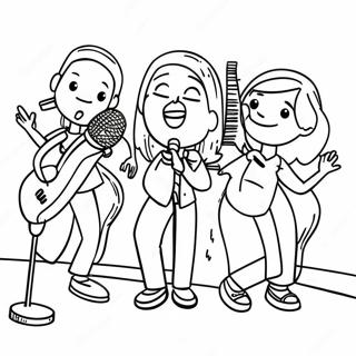 Färgglada Sångare på Konsert Målarbild | Sjunga målarbild