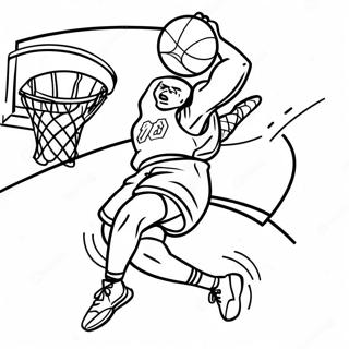 Spännande Slam Dunk Action Målarbild | Slam Dunk målarbild