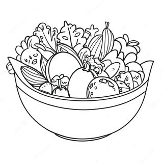 Färgglad salladsskål färgsida | Sallad målarbild