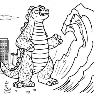 Godzilla 2000 Förstörande Stad Målarbild | Godzilla 2000 målarbild