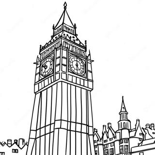 Big Ben-tornet färgläggningssida | Storbritannien målarbild