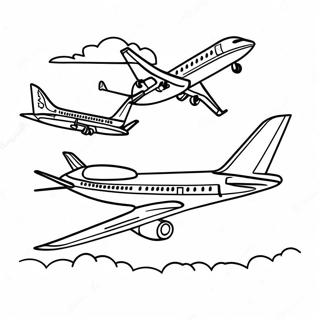 United Airlines flygplan i flykt färgläggningssida | United Airlines målarbild