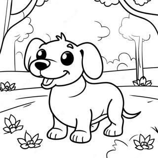Lekfull Dachshund i en Park Målarbild | Tax målarbild