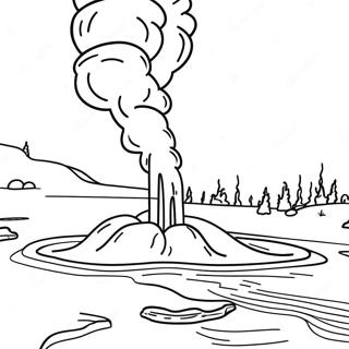 Yellowstone nationalpark gejsrar och varma källor färgläggningssida | Yellowstone nationalpark målarbild