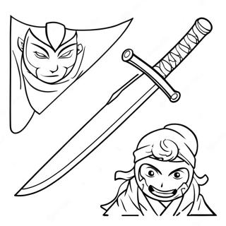 Ninja svärd färgläggningssida | Ninja Svärd målarbild