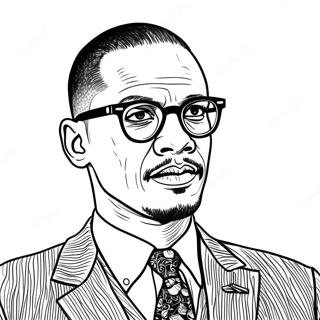 Malcolm X Porträtt Färgläggningssida | Malcolm X målarbild