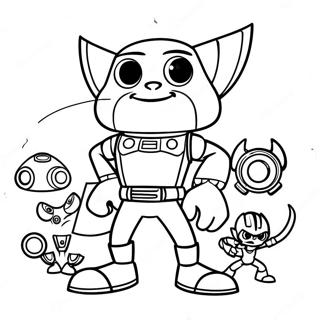 Ratchet och Clank Äventyrsscen Färgläggningssida | Ratchet och Clank målarbild