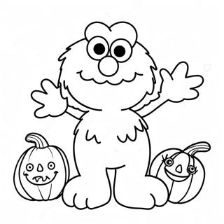 Elmo Halloween Färgläggningssida | Elmo Halloween målarbild