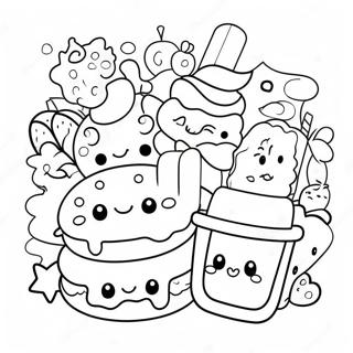 Kawaii Mat Karaktärer Färgläggningssida | Mat Kawaii målarbild