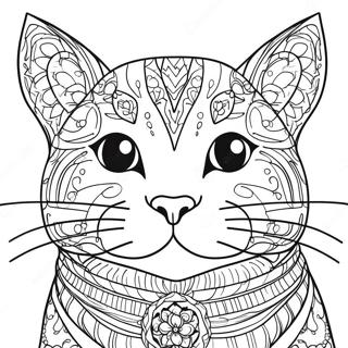 Realistisk kattporträtt färgläggningssida | Realistisk Katt målarbild