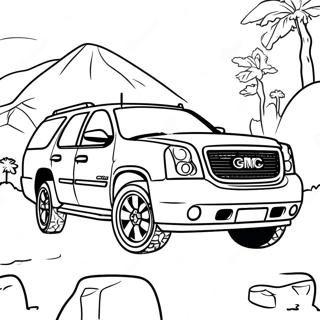 GMC Yukon Off-Road Äventyr Målarbok | GMC Yukon målarbild