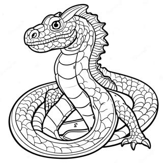 Fruktansvärd Basilisk i Kammaren Målarbok | Harry Potter Basilisk målarbild