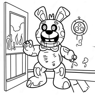 Skrämmande Springtrap i ett Spökhus Färgläggningssida | Hela Kroppen Springtrap målarbild