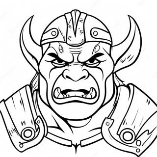 Färgglad orc krigare färgläggningssida | Världen av Warcraft målarbild