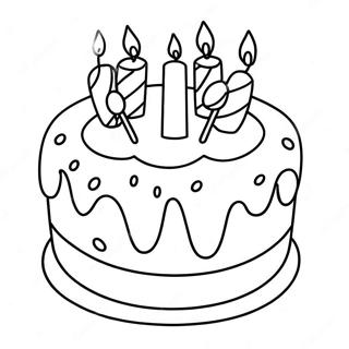 Färggårdig 9-års födelsedagstårta färgläggningssida | Glad 9-årsdag målarbild