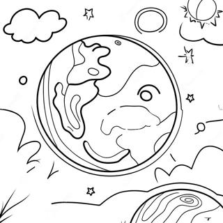 Färgglad Planet Färgläggningssida | Cosmo målarbild