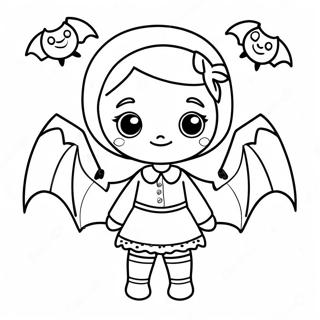 Söt Vampyrflicka med Fladdermöss Färgläggningssida | Vampyrflicka målarbild