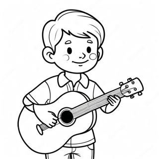 Pojke med Ukulele Färgläggningssida | PojkeMedUke målarbild