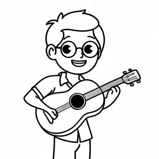 Cool kille med ukulele målarbild | PojkeMedUke målarbild