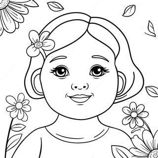 Söt Ava med blommor målarbild | Ava målarbild