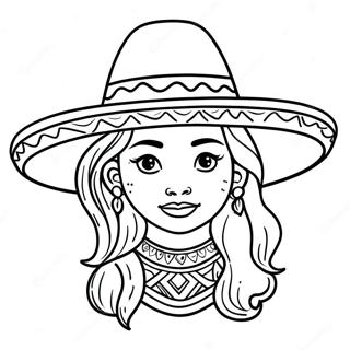 Mexikansk Flicka med Sombrero Målarbok | Mexikansk Flicka målarbild