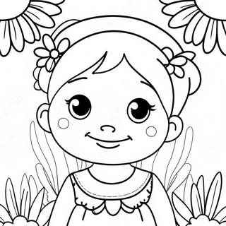 Söt Anya med Blommor Målarbok | Anya målarbild