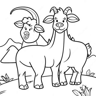 Tre Bockar Gruff Målarbild | Tre Bockar Gruff målarbild