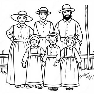 Amish Familj i Traditionell Klädsel Målarbild | Amish målarbild