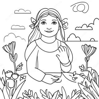 Färgläggningssida med Ostara-firande | Ostara målarbild