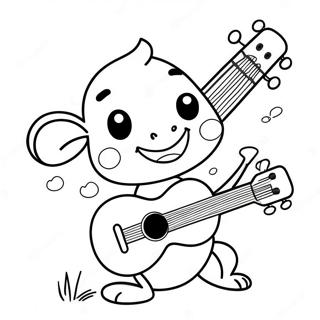 Söt Tecknad Ukulele Målarbild | Ukulele målarbild