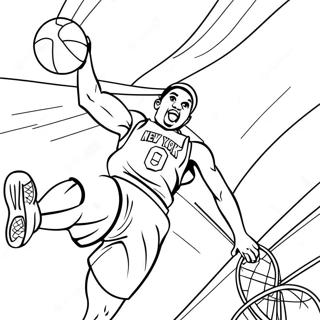 Färgläggningssida med New York Knicks-spelare som dunkar | Knicks målarbild
