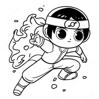 Färgläggningssida med Rock Lee med ninja-huvudband | Rock Lee målarbild
