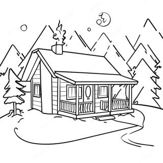 Mysig Vinterstuga Målarbild | Vinter Vuxen målarbild