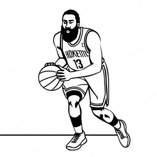 James Harden dribblar basketboll färgläggningssida | James Harden målarbild