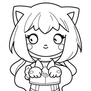Anime kattflicka färgläggningssida | Anime Katt Flicka målarbild
