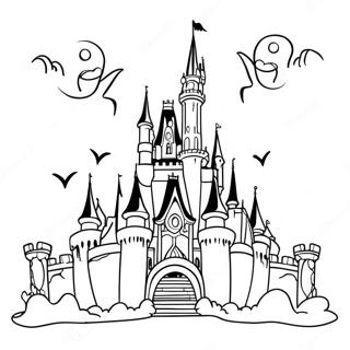 Spökligt Disney-slott färgblad | Disney Skräckkonst målarbild