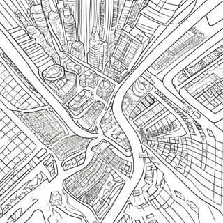 Detaljerad stadskarta färgläggningssida | Karta målarbild