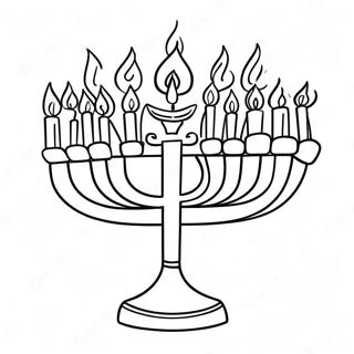 Färgglad menorah färgläggningssida | Judisk målarbild