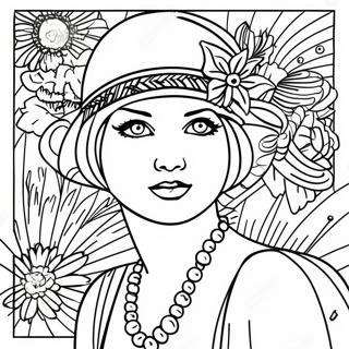 1920-tals Flapper Flicka Färgläggningssida | 1920-talet målarbild