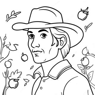 Johnny Appleseed Färgläggningssida | Johnny Appleseed målarbild