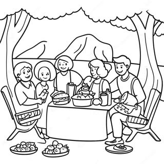 Färgläggningssida med familjeträff och picknick | Familjeträff målarbild