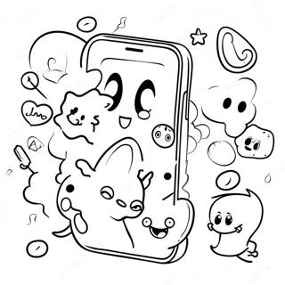 Söt iPhone 12 med tecknade figurer Målarbild | iPhone 12 målarbild