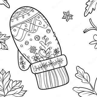 Mysig Vinter Vante Färgläggningssida | Vantar målarbild