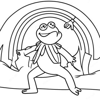 Kermit Sjunger i en Regnbåge Färgläggningssida | Kermit målarbild